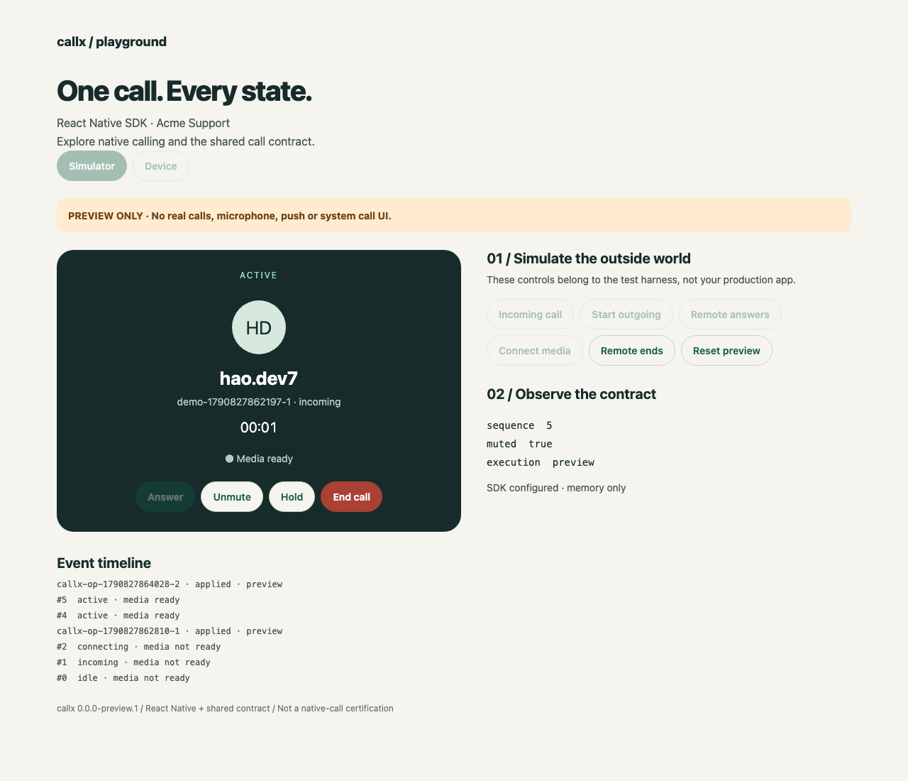 React Native example